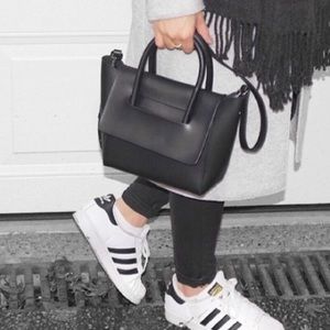 Authentic Leather Mini Flap Closure Black Bag